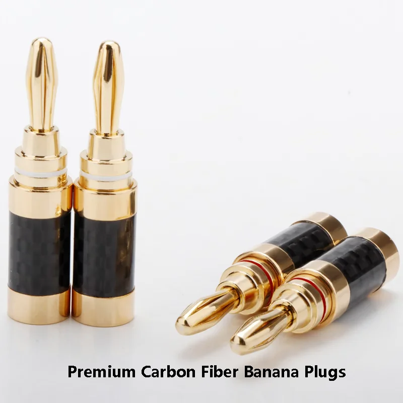

Premium Carbon Fiber Banana Plugs-Tri-Plated (Gold/Rhodium/Rose Gold) Lantern Banana Banana Speaker Cable Connectors
