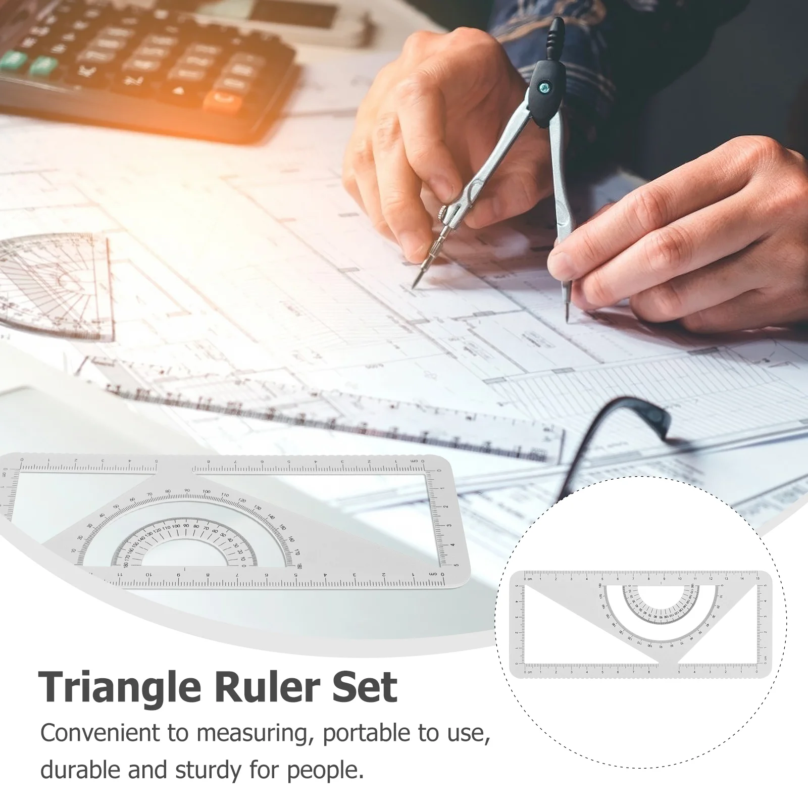 Metal Ruler Drawing Measurement Tools Protractor School Stationery Multipurpose