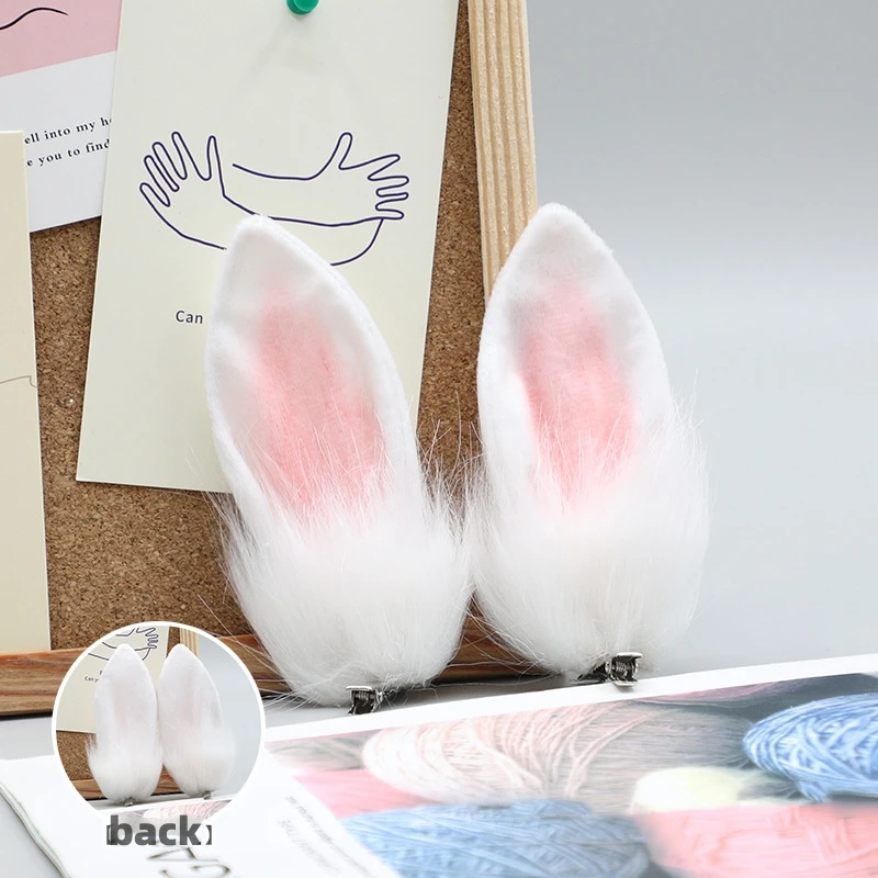 1 Pair Animate Animal Ears Anime Party Cute Plush Bunny Hairpin Headdress Cosplay Accessories for Lovely Girl