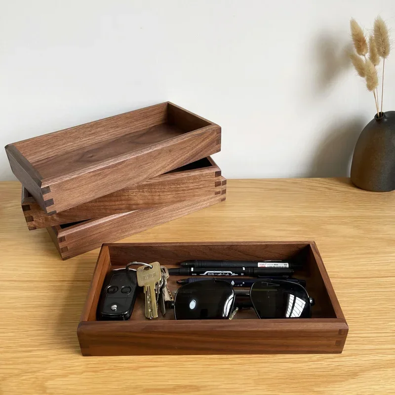 Solid Wood Key Storage Box North American Black Walnut Porch Organizer Multifunctional Pen and Jewelry Holder Desktop Storage
