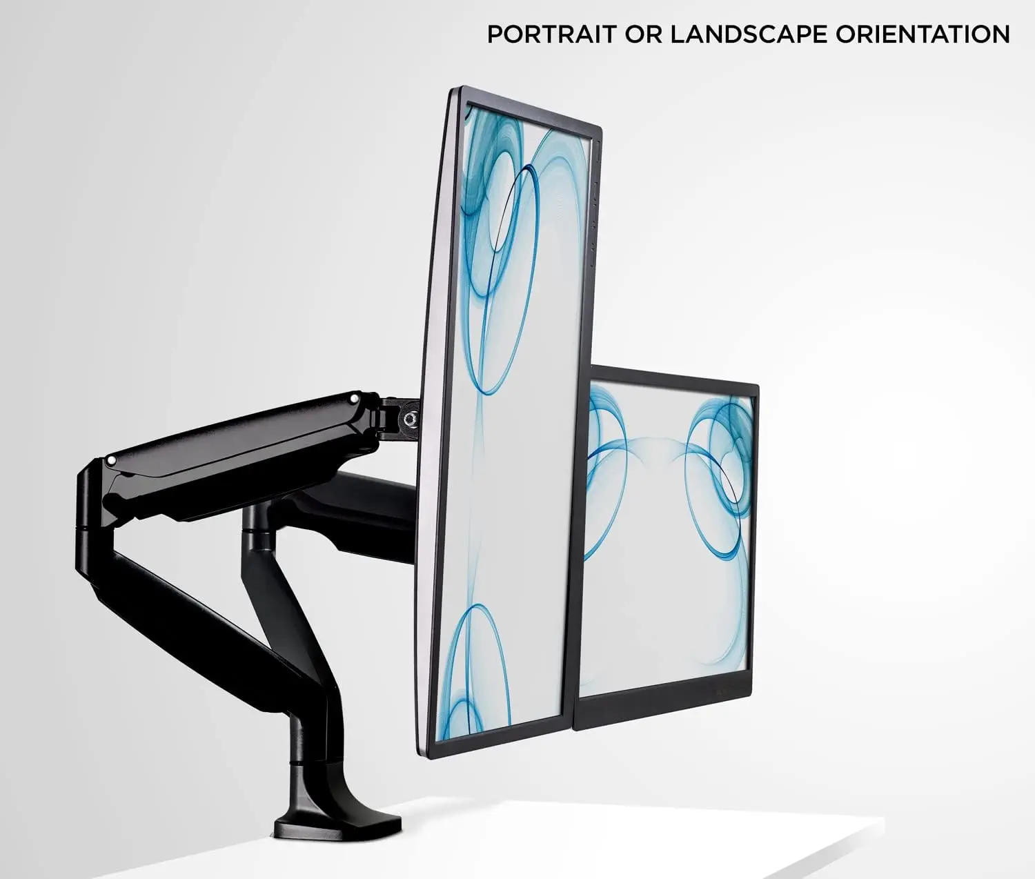 듀얼 모니터 암 마운트 |   책상 스탠드 |   이중 관절식 가스 스프링 높이 조절 암 |   2 x 24 27 29 30 32 인치 VESA에 적합