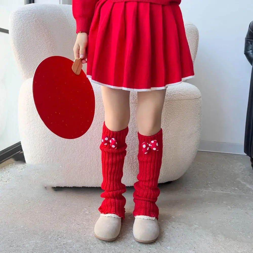 Fashion Harajuku Jk Leg Warmers Solid Color Lolita Knitted Leg Cover Foot Cover Nylon Red Leg Socks Girls