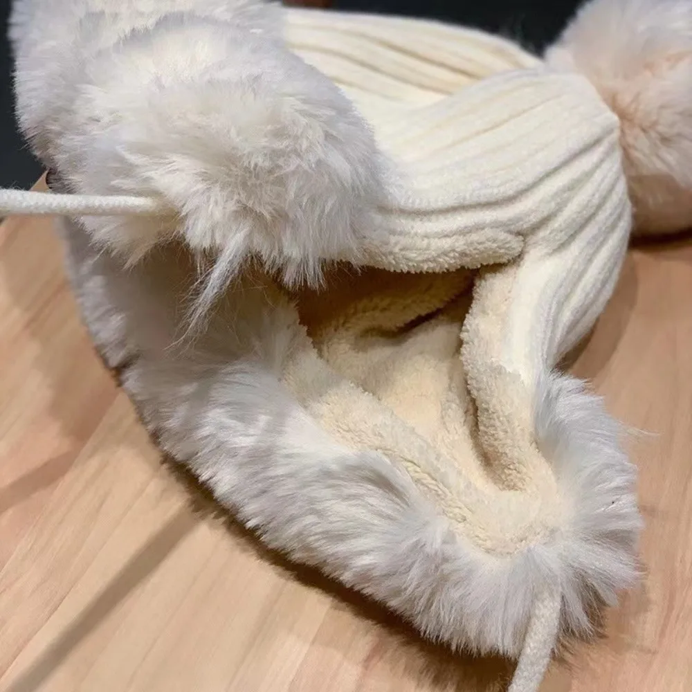 Winter-Strickmütze, Verdickte Hirschgeweih-Beanie, Winddichte Thermische Ohrenschutzkappe, Weiche Gerippte Warme Ohrenklappenmütze für Jugendliche – Detail 15