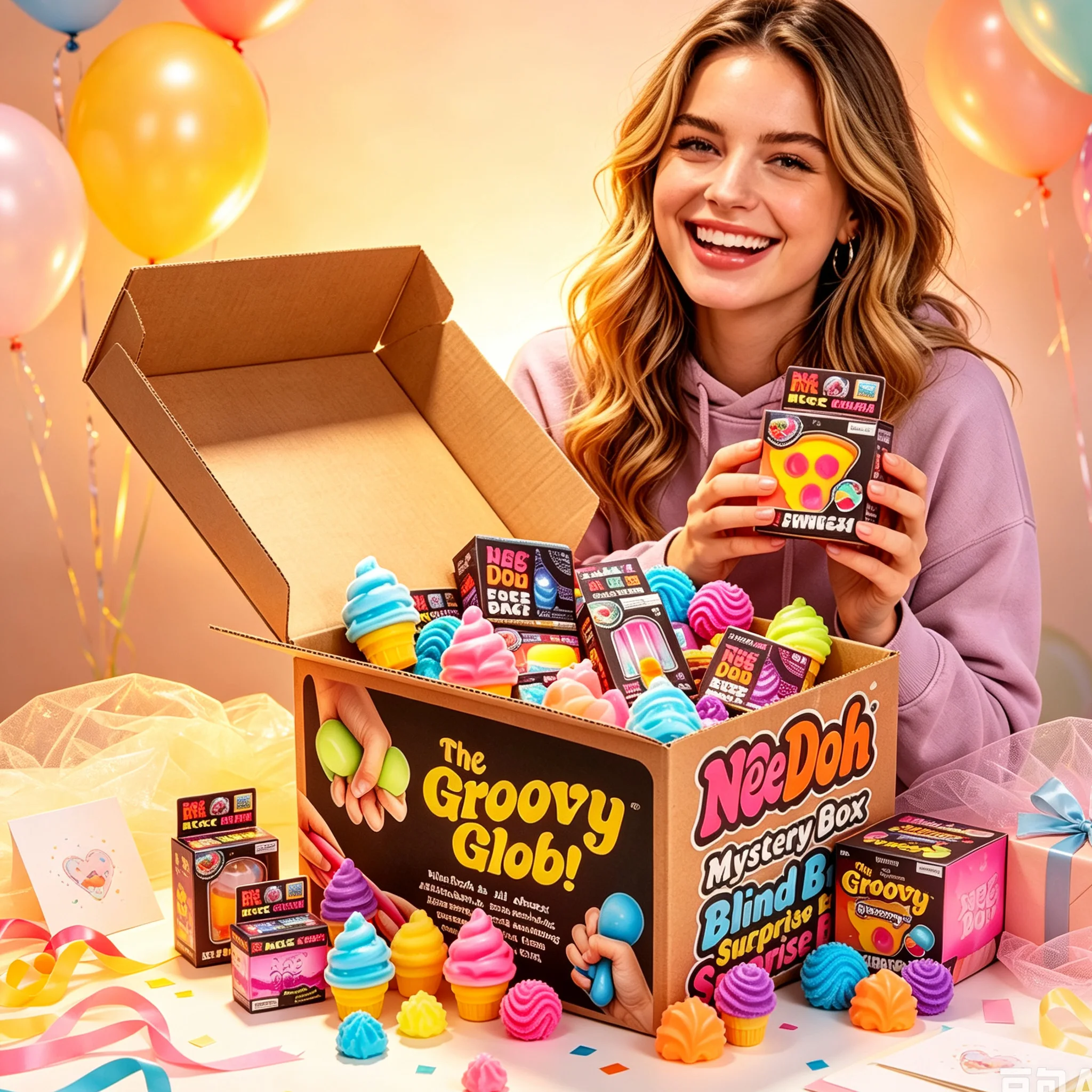 

50+ Pieces Assorted Squishy Figures Blind Box Surprise Toys, Slow Rising Soft Fidget Toys Featuring Mango Cube ice cream cake