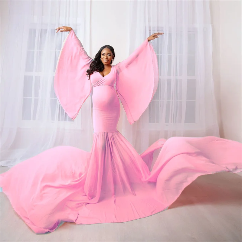 queen-style-maternity-dress-women-fashion-long-sleeve-extra-large-skirt-hem-portrait-photo-clothes-expectant-mother-loose-skirt