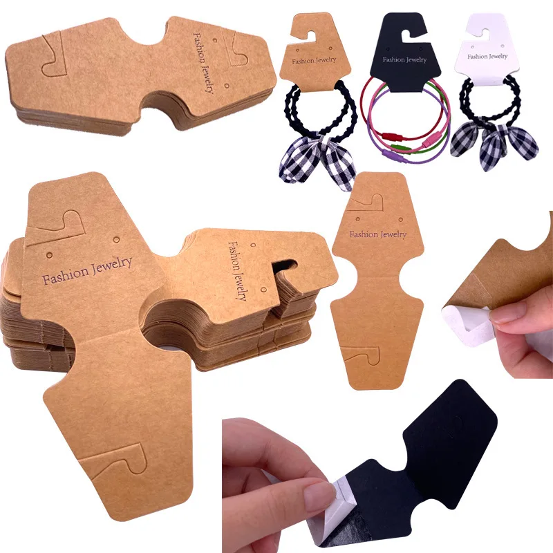 

100PCS Bracelet Display Cards Sturdy Necklace Holder Cards Self Adhesive Jewelry Packaging Selling Card Hair Band Hanging