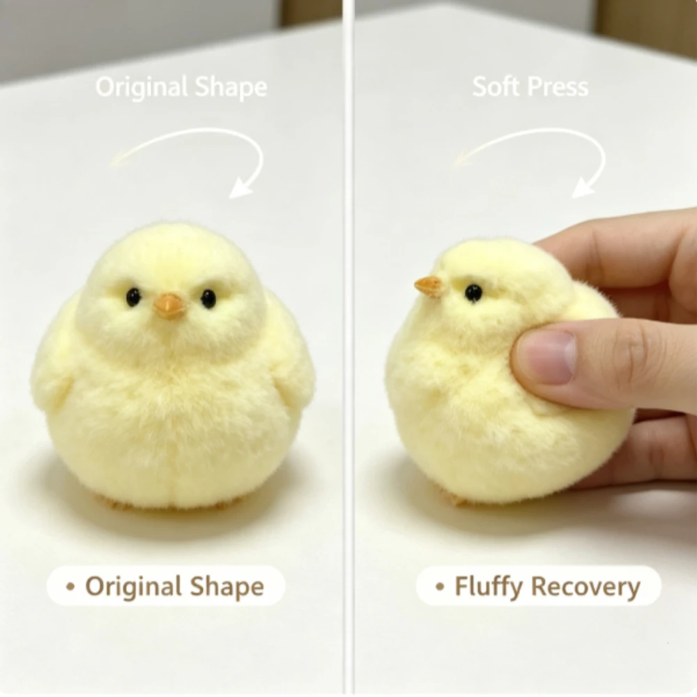 1pc Cute Fluffy Chick Squishy Toy Soft Plush Squeeze Toy Sensory Fidget Toy for Kids Office Dorm Easter Christmas Gift