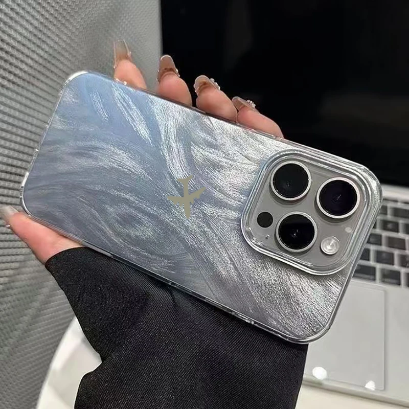 حافظة لهاتف آيفون 17 16 15 14 13 12 11 Pro Max بتصميم طائرة بسيط غطاء IMD لهاتف آيفون XS XR X 7 8 Plus 16E 17 Air Funda #5