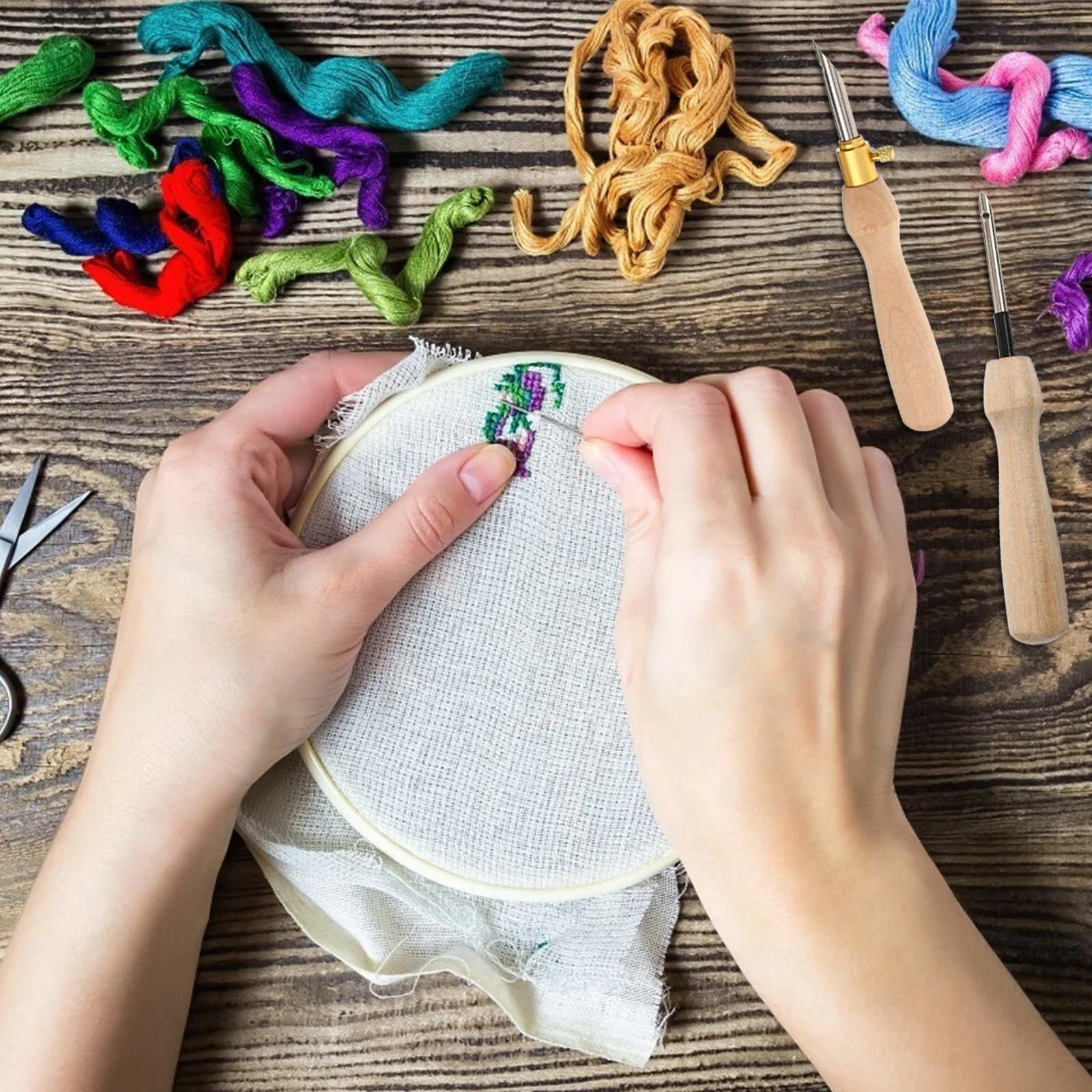 

2Pcs Embroidery Needle Craft Sewing Tool Set Stainless Steel Smooth Shaft for Home Decor Pillowcases Curtains Handmade Art