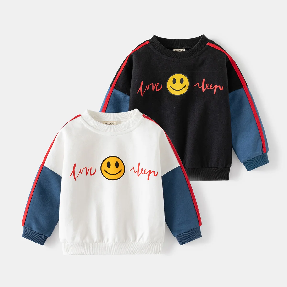 Smile Sweatshirts for Boys Spring Autumn Toddler Kids Jumpsuit Cotton Children's Clothes