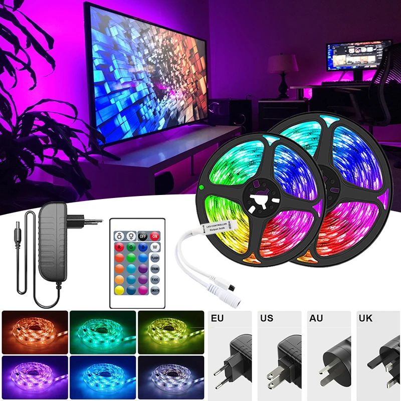 Oda akıllı uzaktan kumanda için Led şerit ışıkları 5050 Rgb Led bant 12V 12 Rgb Led şerit şerit 100ft noel Led ışıkları