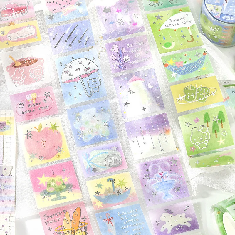40mm/pack Silver Fantasy Cartoon Pattern Stickers Colorful Dream Scrapbooking DIY Diary Album Planner Custom Sticker
