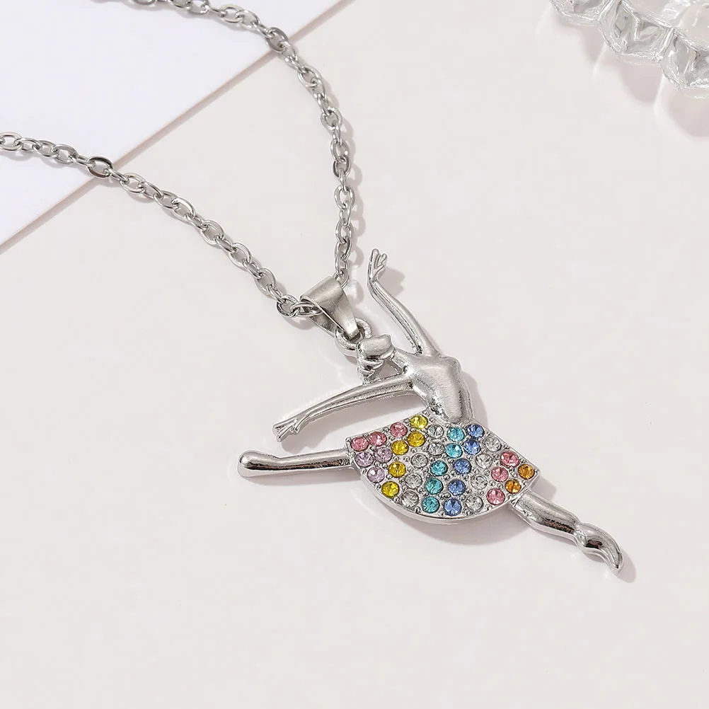 

Ballet Necklace Girl Gift Women Rhinestones Dancer Crystal Pendant Chain Jewelry Accessories Elegant Party Wedding Ceremony