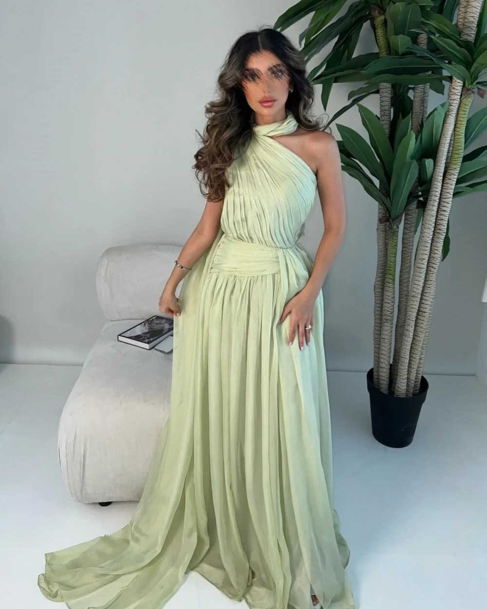 

Customized Classic Pleat A-line One-shoulder Long Dresses Prom Dresses Exquisite Modern Style Pastrol Unisex Chinese Style Forma