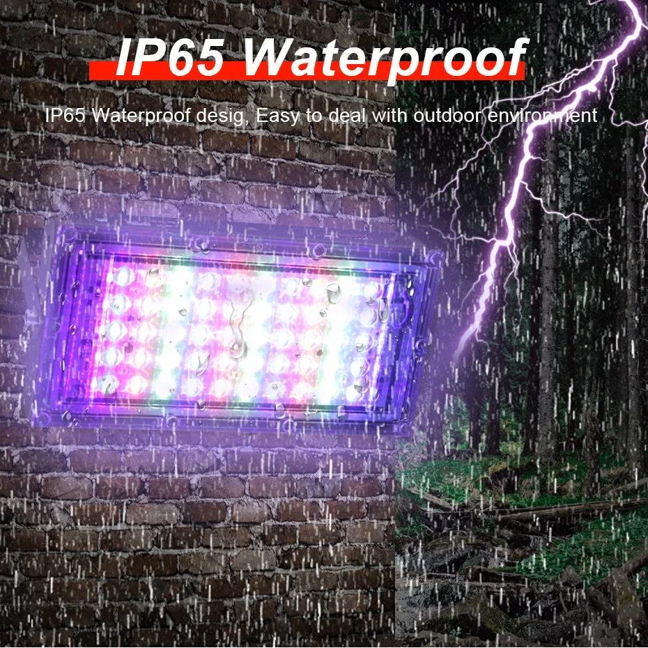 Imagem -04 - Impermeável Led Flood Light com Controle Remoto Holofote ao ar Livre Ip65 Iluminação ac 220v Projectores eu Plug 50w 100w 300wrgb