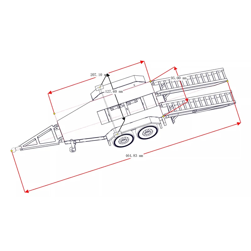 

Two-Axle Engineering Mini Trailer - JXmodel 1/14 Metal Model with Movable Rear Ladder and Tail Lights, E20 Excavator