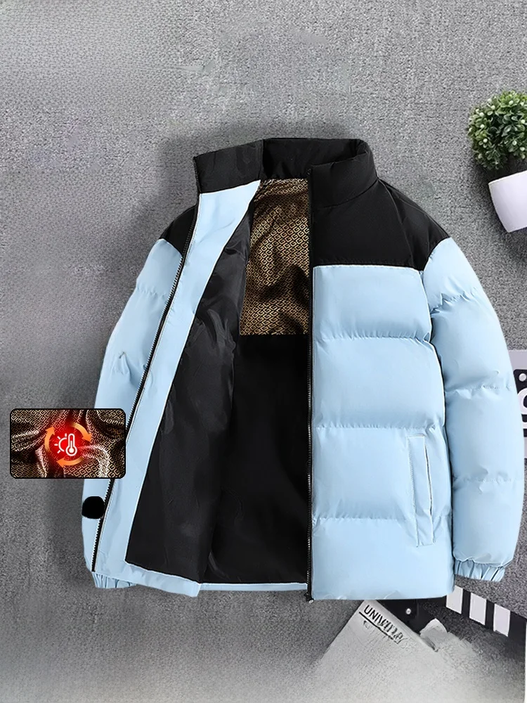 

Thiened Хлопчатобумажная куртка для мужчин, теплый воротник-стойка, цветная верхняя одежда для подростков, длинное свековое полиэфирное волокно, китайская пр...