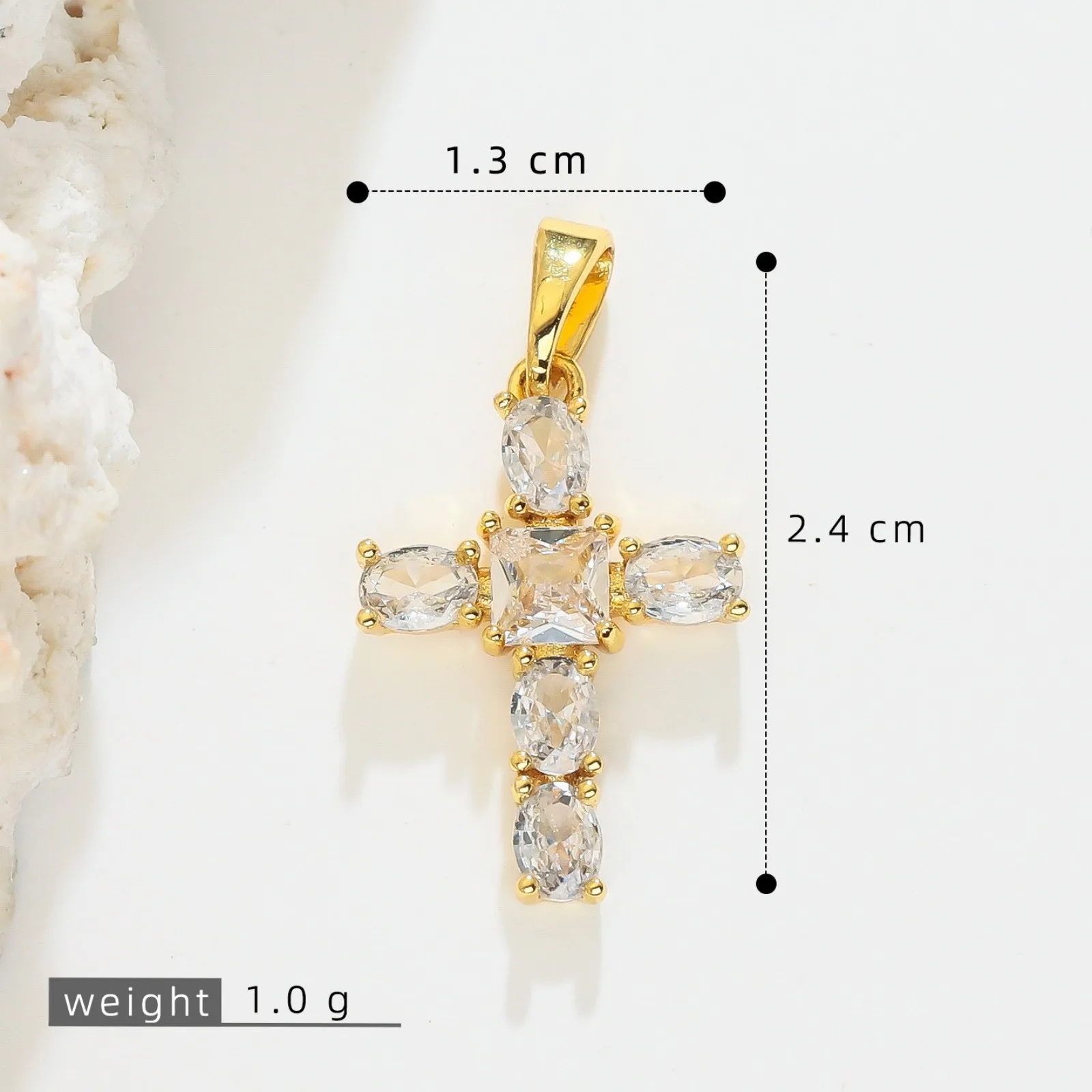 1 Stück Messing-Kreuzanhänger, 18K vergoldet, für DIY-Halsketten, Armbänder, Schmuckherstellung, Großhandel – Detail 6
