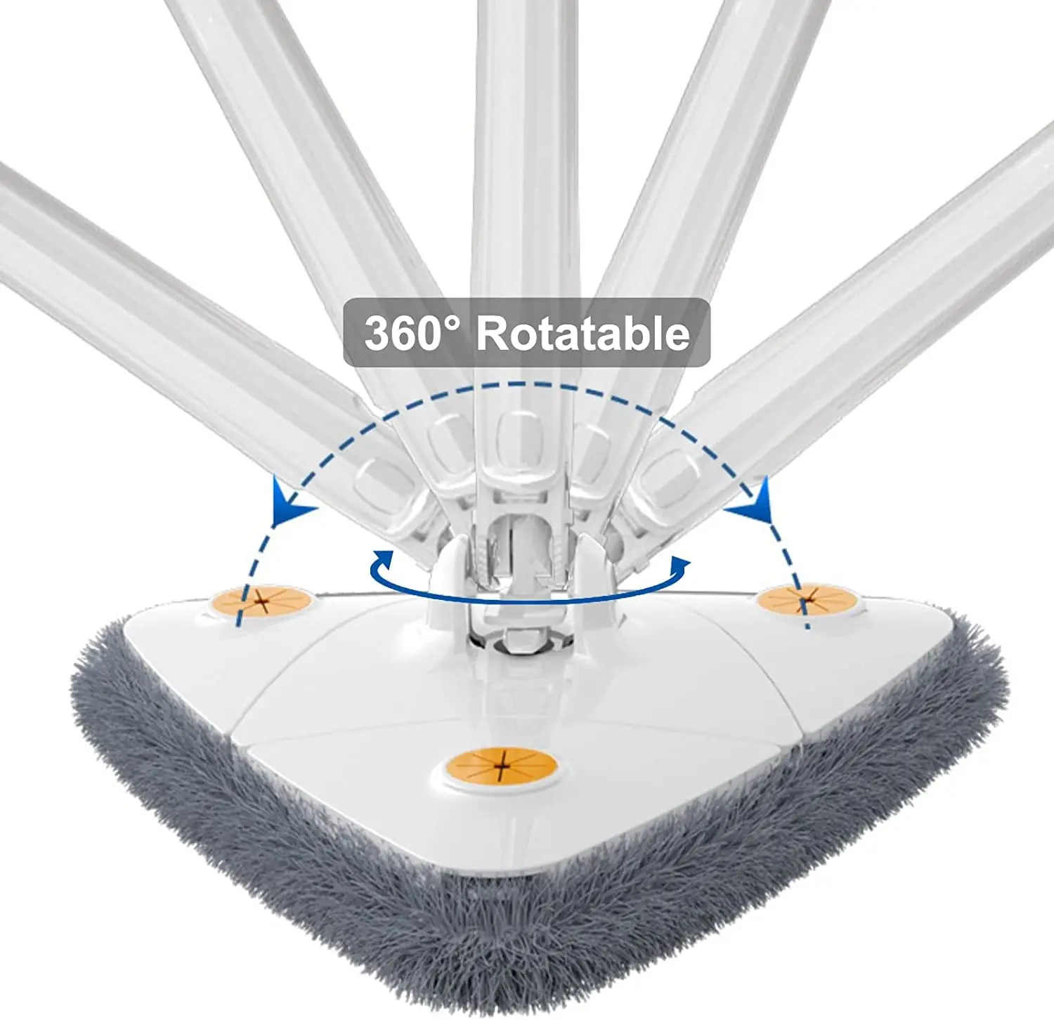 Mop Set 360° Rotatable Telescopic Adjustable Triangular Cleaning Pads Heads MicrofibreSuitable All Floor Types for Wet Dry Use