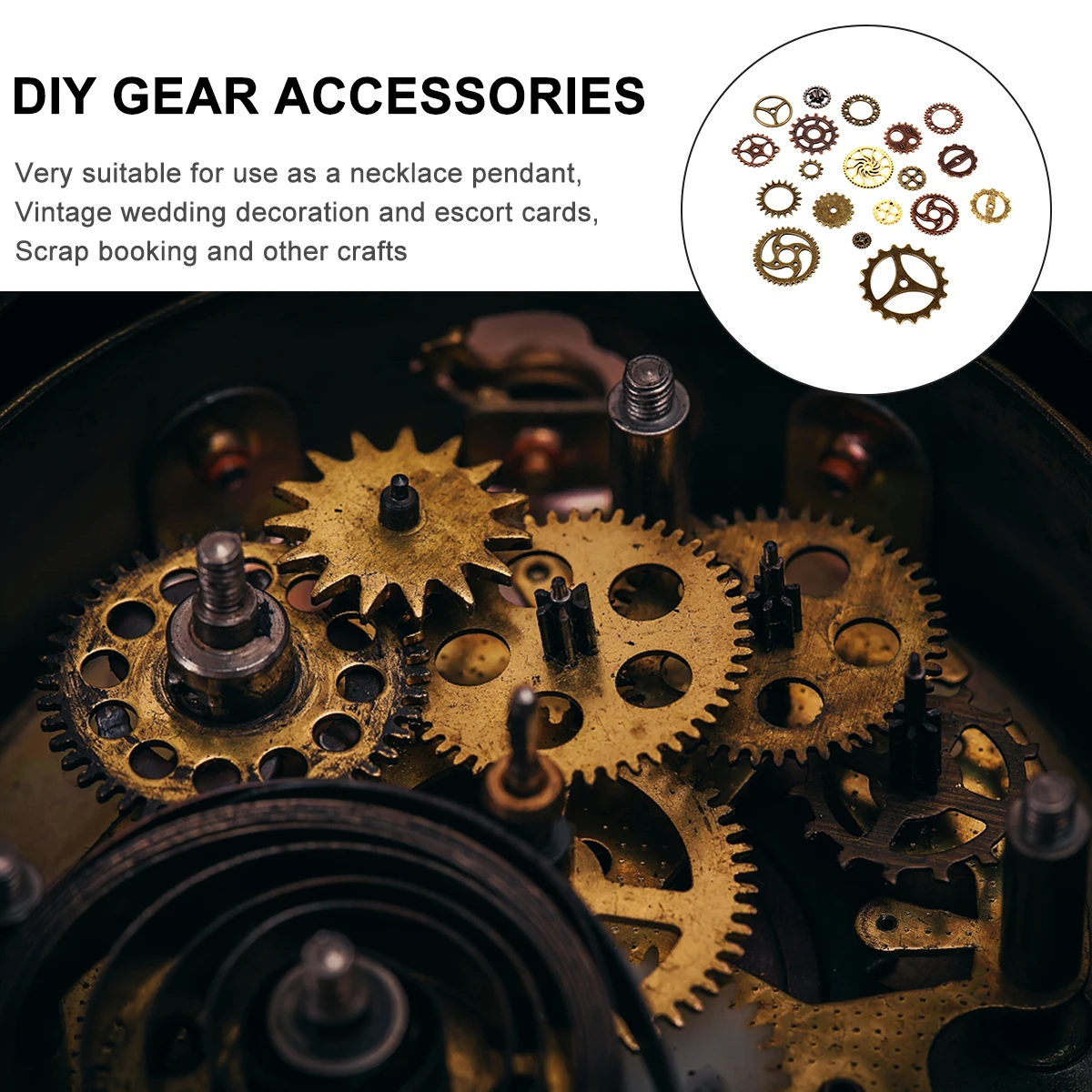 

100Pcs Retro Gear Accessories Vintage Mixed Color Durable Metal Alloy Watch Wheels for Jewelry Making DIY Scrapbooking