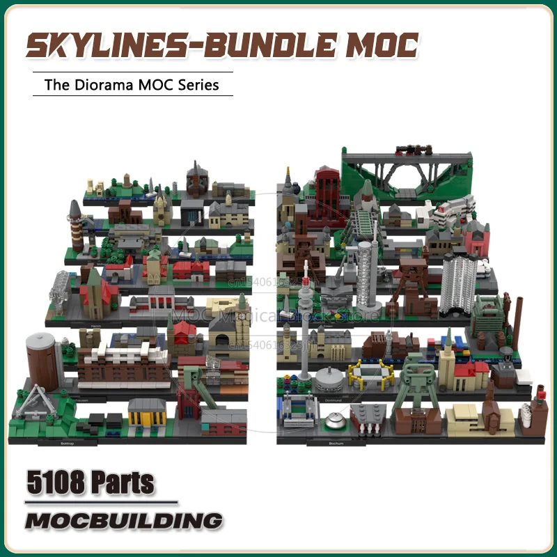 Famous Skylines Bundle Moc Building Blocks City Architecture Technology Bricks DIY Assembly Display Creative Toys Xmas Gifts