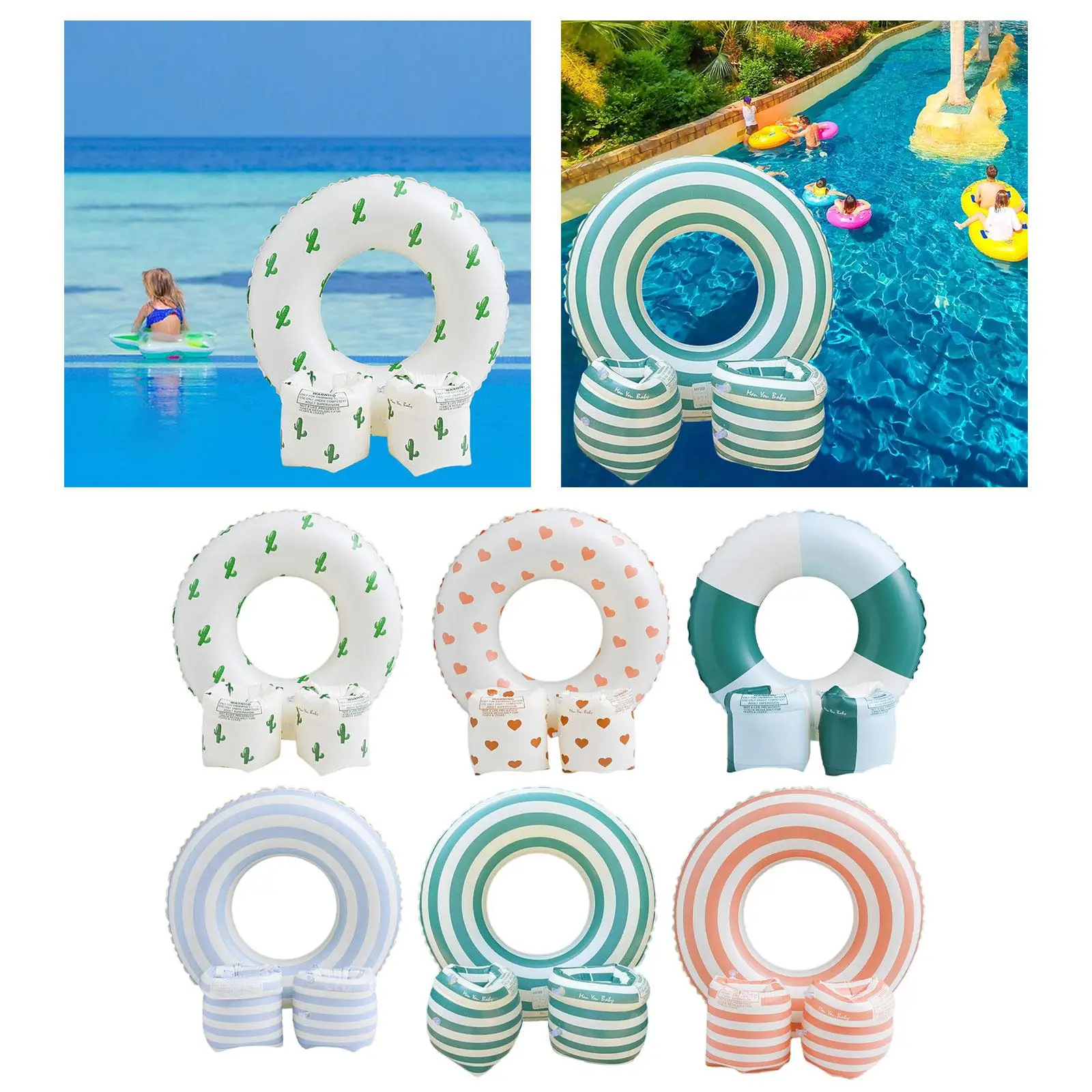 Swimming Float with Armbands Water Swim Float Swim Tubes Rings Inflatable Tubes for Pool Water Park Outdoor Vacation Beach