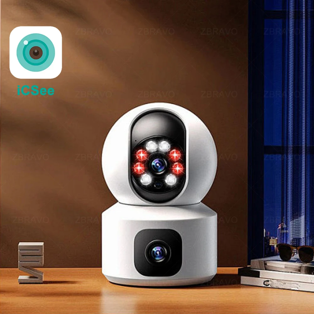 

iCSee 4K 8MP IP PTZ Camera Dual Screens 4MP Mini Security WiFi Camera Human Detection Smart Night Vision Home CCTV Surveillance