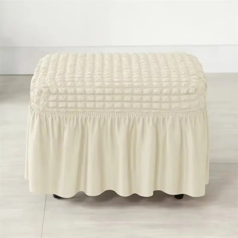 

Easy Install Universal Stool Cover Solid Color Elegant Footrest Slipcover Elastic Band Bubble Grid Piano Bench Slipcover Hotel