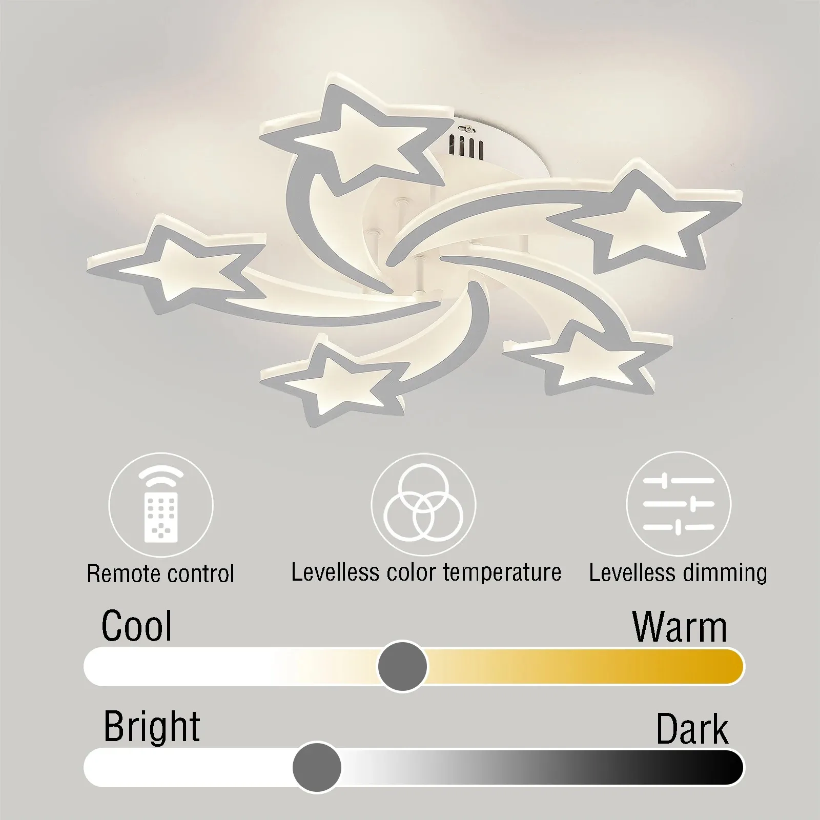 Luce a LED a stella con plafoniera intelligente in acrilico dimmerabile a distanza apparecchio di illuminazione per interni lucido per la