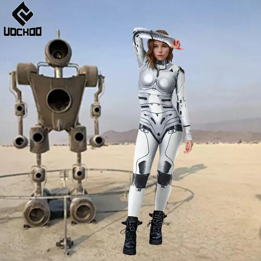 

Halloween Jumpsuit Steampunk Bodysuits Robot Jumpsuit Desert Carnival Cosplay Costume Music Party Rompers Burning Man Zentai