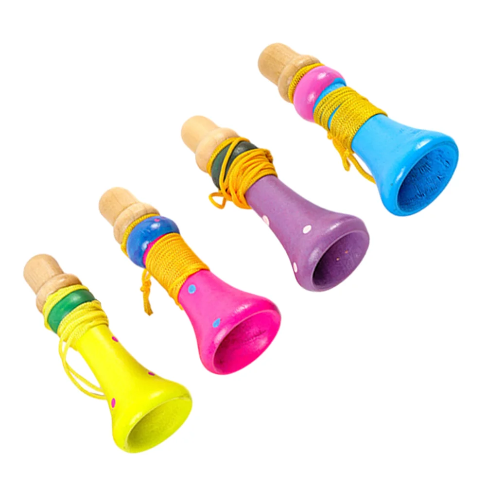 4Pcs Toy Trumpet Educational Wood Trumpet Toys Children Instrument Toys Kids Playthings (Mixed Color)