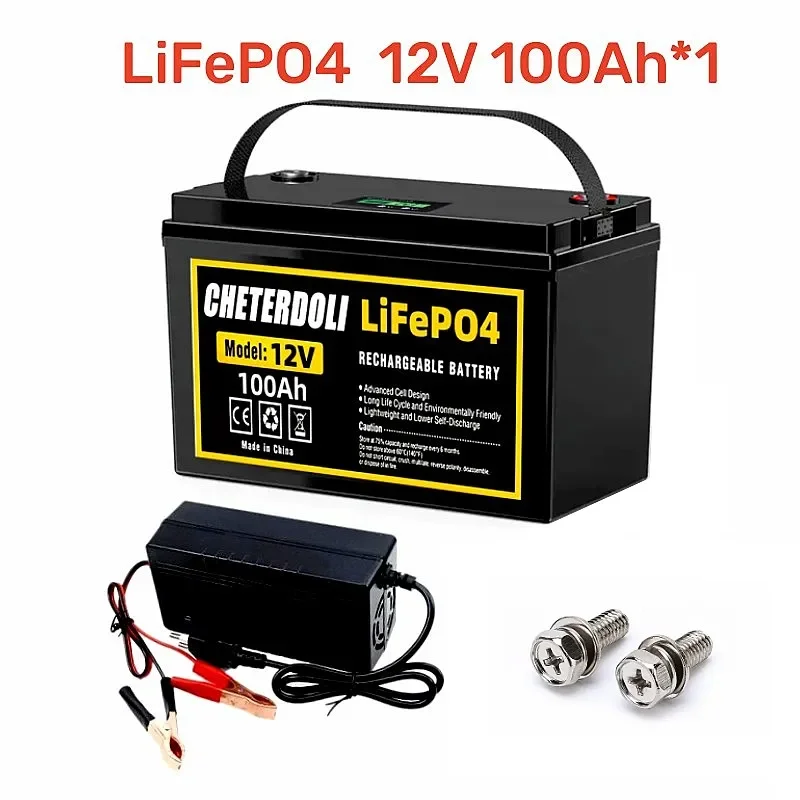 

lifepo4 battery 12v 100ah 12.8V Lithium Iron Phosphate Batteries Cycles inverter Car lighter With 14.6v 10A Charger duty-free