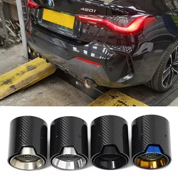Direct Plug Exhaust Tip For BMW 4 Series G22 G23 G26 Polished M Performance Style Carbon Fibre Exhaust Tips Nozzle Tailpipe