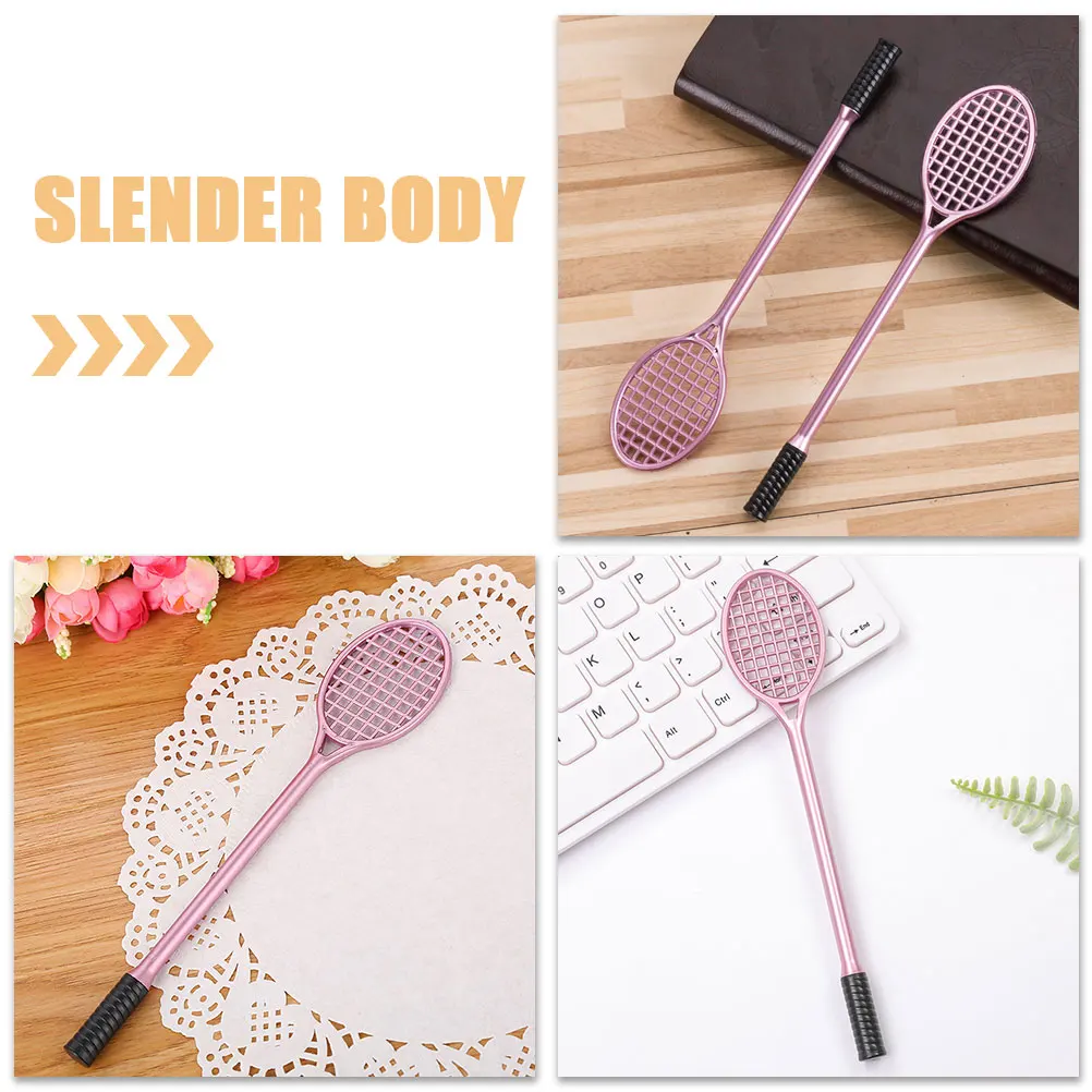 2pcs Tennis Racket Gel Pens Black Ink Fine Point Smooth Writing Pens For School Office Stationery Student Teacher Supplies Back