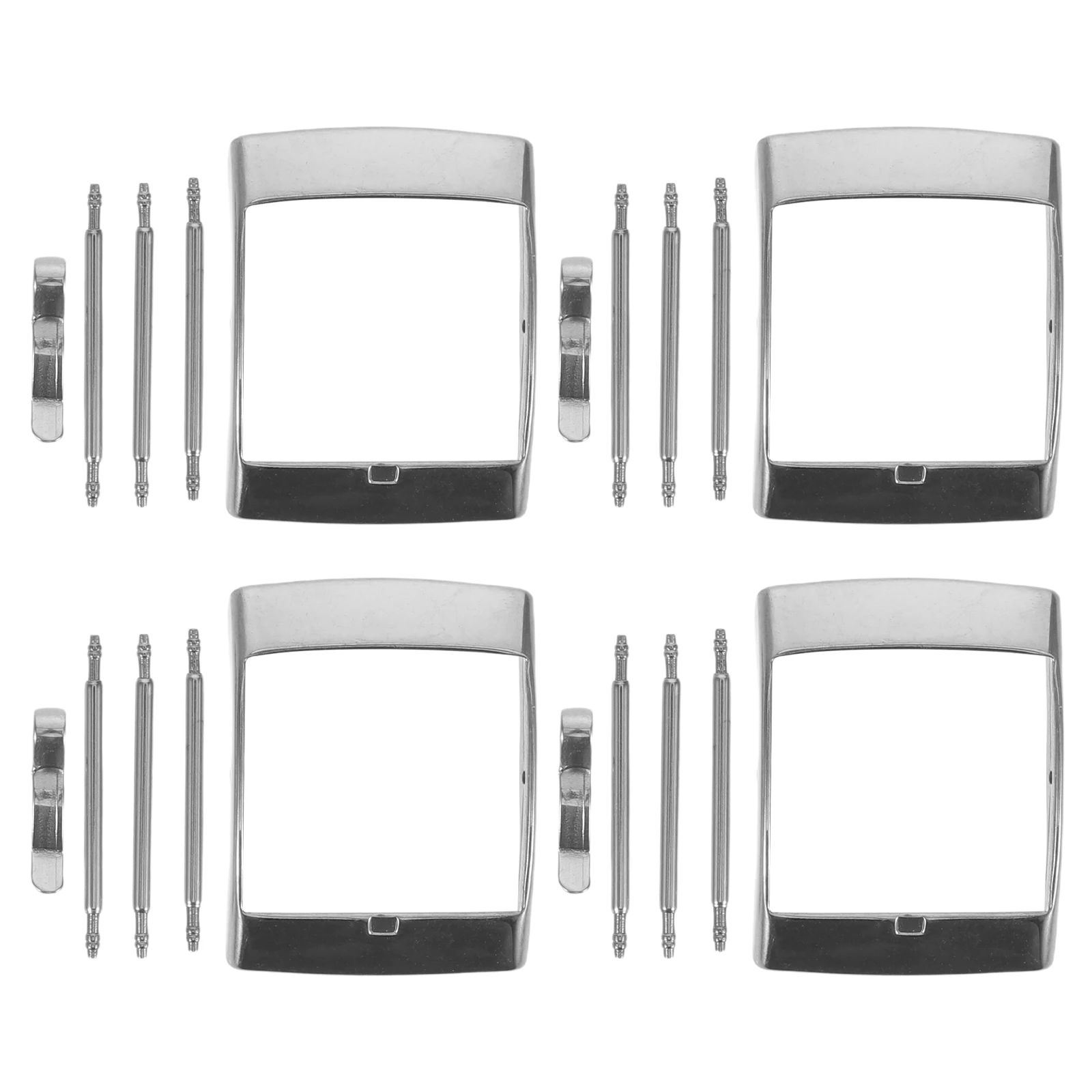 

4 Pcs Watch Strap Buckle Metal Stainless Steel Clasp Band Clasps Button Pin for Straps