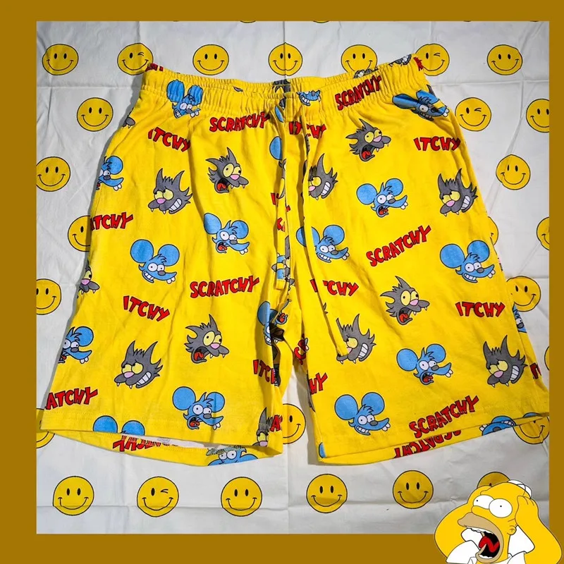 Women Pajamas Pants Cartoon Short Sweatpants Sleepwear Middle Waist Shorts For Men Sleep Bottoms