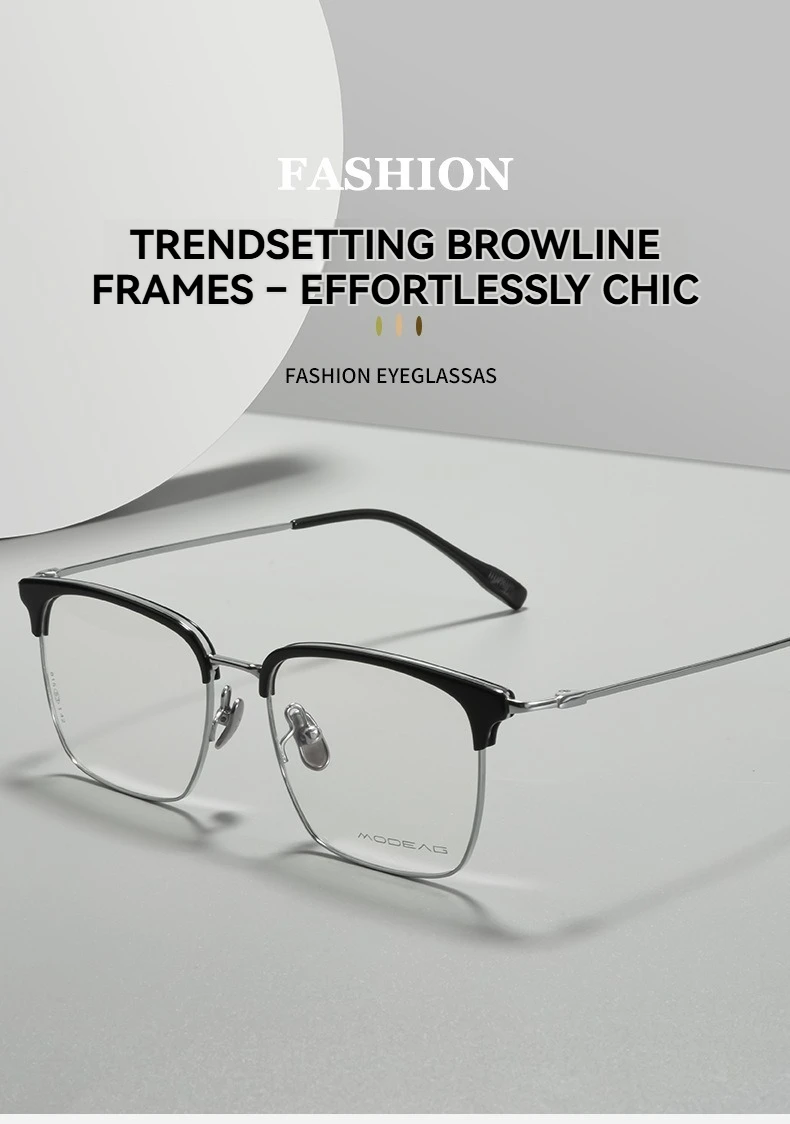 

Retro Browline Ultra-Light Pure Titanium Half-Rim Frames Unisex Prescription-ready Eyewear Acetate Eyeglass Frame Myopia Glasses