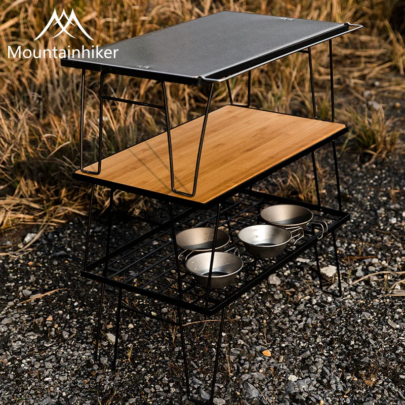 Outdoor Portable Steel Mesh Table Light Easy To Carry Camping Picnic Collapsible Multi-functional Barbecue Picnic Table