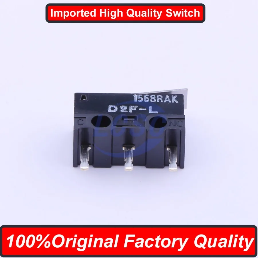 10pieces Original Factory Japan Switch D2F-L Mouse Micro Button 12.8x5.8mm Limit switch Straight Lever DIP-3Pin AC125V 3A 0.78N