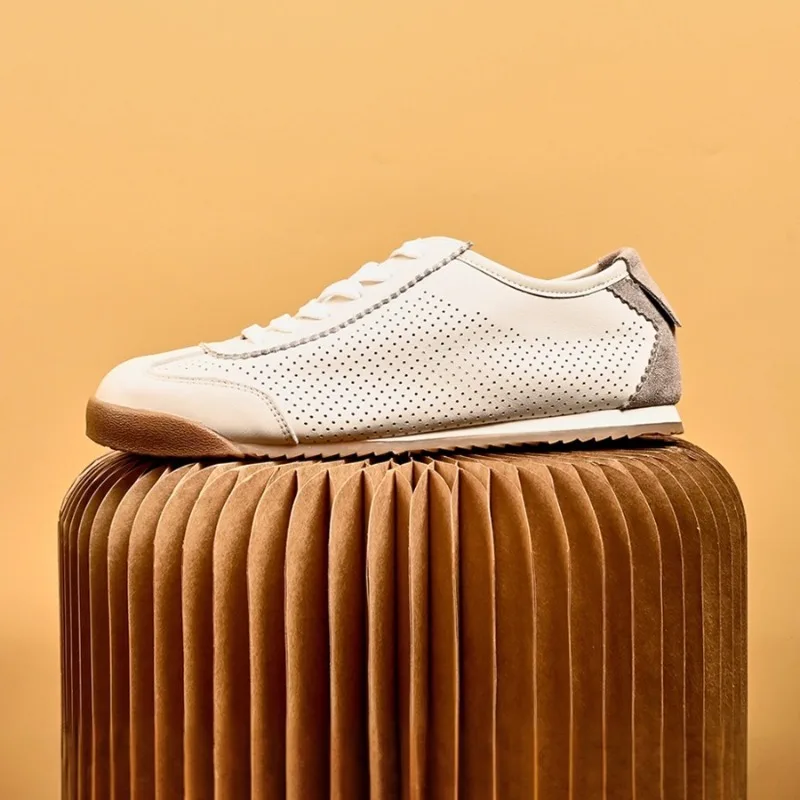 

Весенне-летняя повседневная обувь из натуральной кожи, мужские оксфорды, дышащие модные спортивные кроссовки на плоской подошве, белые кроссовки, мужская обувь Malking