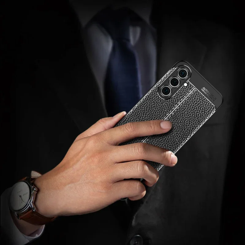 Leather Texture Silicone Phone Case For Samsung Galaxy S24 S23 S22 Ultra A15 A14 A05S A54 A34 A24 A52 A52S Shockproof Cover