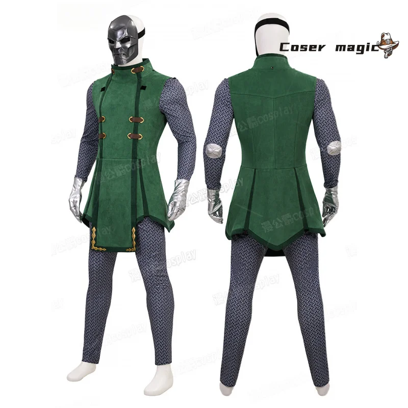 닥터 두옴 코스프레 의상 디럭스 아머 슈트 점프수트 망토 마스크 남성 빅터 폰 두옴 롤플레잉 유니폼 할로윈 파티 의상