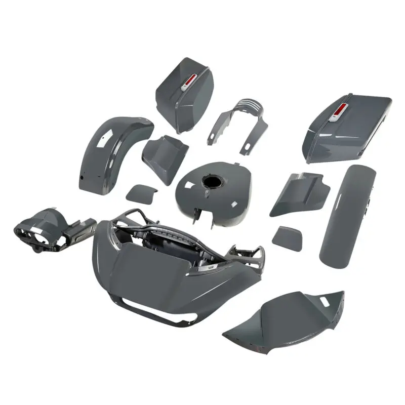 HR3 Gunship Gray Fairing Body Kit Saddlebag Fender Gas Tank Fit for Harley Street Glide CVO 14-20