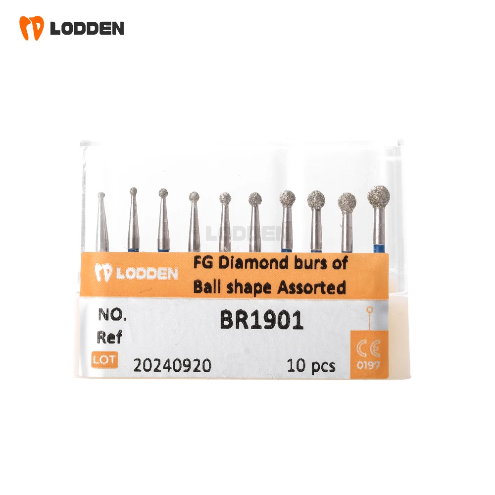 30/50/100pcs Lodden Diamond Burs Drills Ball Round Shape Grinding Tools for FG 1.6MM High Speed Handpiece Dentist Tools - Detail 1