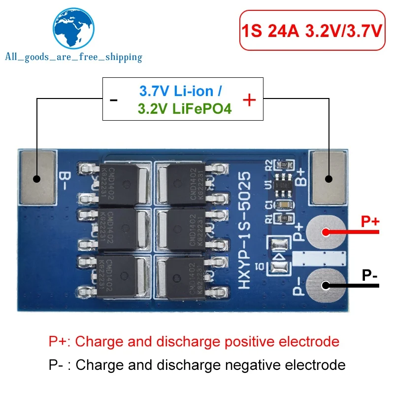 

TZT 1S 3,2 в 3,7 в 24A LiFePO4 Защитная плата литий-ионной, литиевой батареи BMS PCB PCM Защитная батарея для перезарядки и переразряда