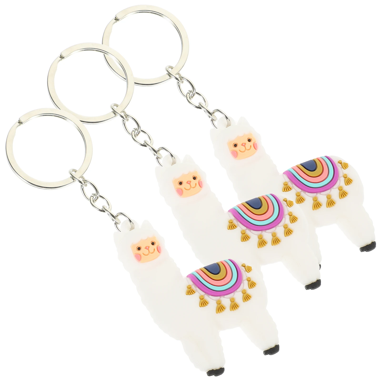 3pcs Alpaca Keychain White Cartoon Animal Hanging Key Ring Pendant for Women Bag Decor Luxury DIY Charm Party Gifts