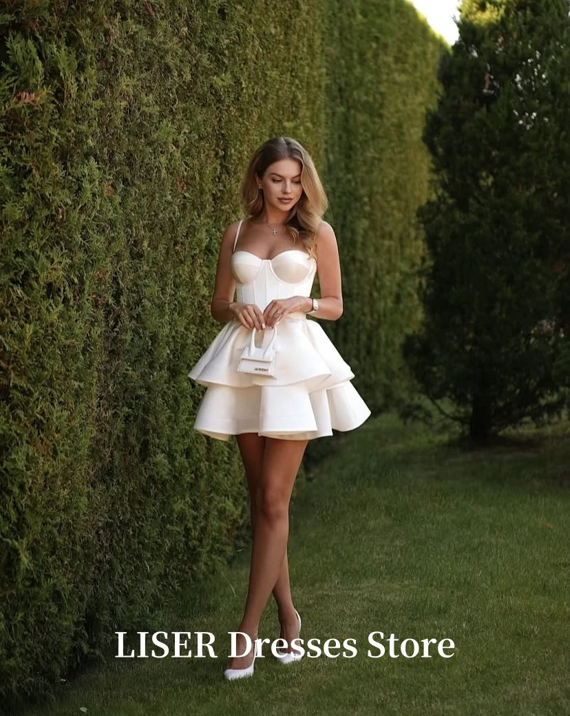 Liser فساتين سهرة قصيرة بدون حمالات مثيرة على شكل حرف a من الحرير والساتان مخصصة رداء de soirée فساتين لحضور الحفلات الموسيقية القصيرة مناسبة خاصة