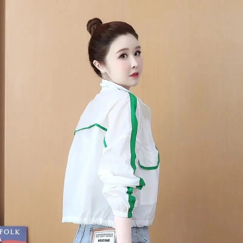 

2026 Summer Sun Protection Clothing Thin Women's Jacket New Fashion Ice Silk Breathable Sun Protection Outdoor Zipper Coat Femal