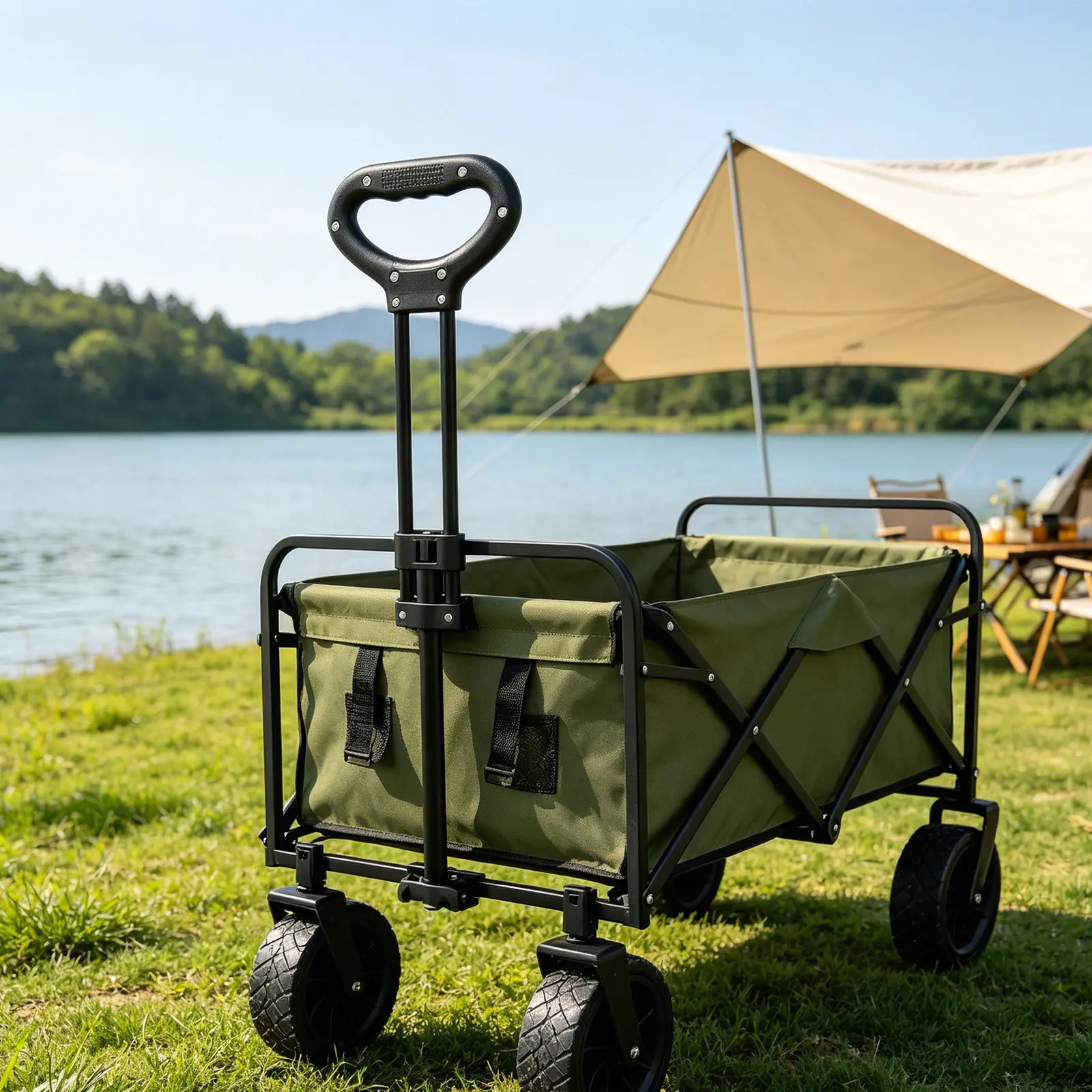 Wagon Cart Replacement Handle Telescopic Adjustable 19-27.6 Heavy Duty Push Pull Handle Spring Folding Wagon Cart Accessories