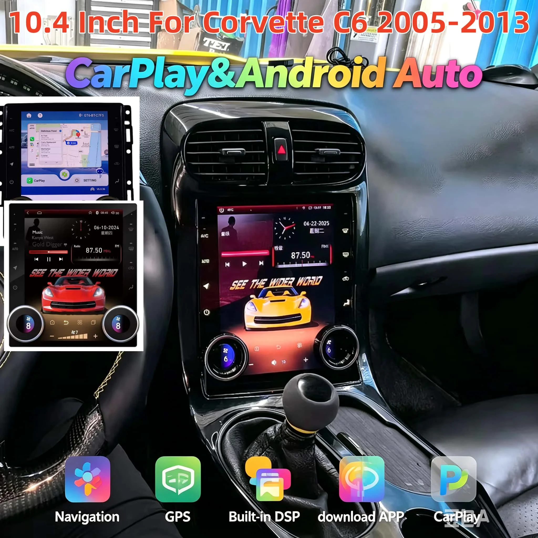 10.4 Inch Android Multimedia Bluetooth 5.0 For Corvette C6 2005-2013 CarPlay Player Vertical Screen GPS Navigation Head Unit